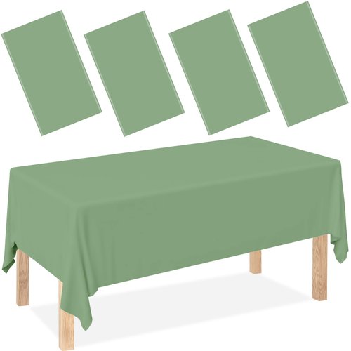 CUUSNNY 4 Pack Sage Green Tablecloth Plastic,54 x 108 Inch Disposable Plastic Tablecloths Sage Green Baby Shower Decorations Rectangle Table Cover for Party Dinner Birthday Picnic Wedding Baby Shower