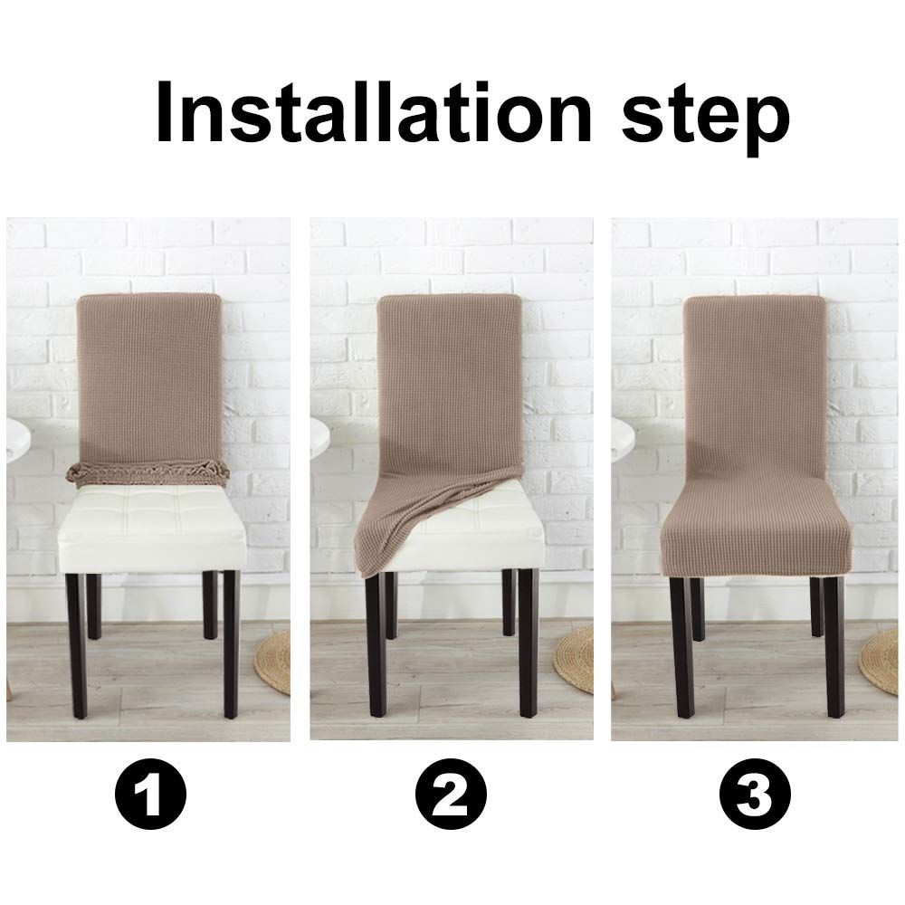 NORTHERN BROTHERS Dining Room Chair Covers Set of 6, Removable Washable Chair Covers for Dining Chairs Stretch Parson Chair Slipcover, Khaki