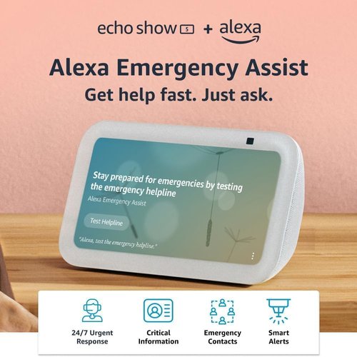 Echo Show 5 (3rd Gen) - Adjustable Stand with USB-C Charging Port | Glacier White