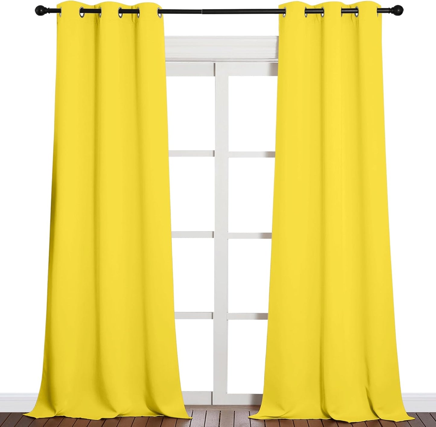 NICETOWN Patio Glass Door Curtains - Bright Yellow Privacy Panel Drapes | 42" W x 90" L, 1 Pair