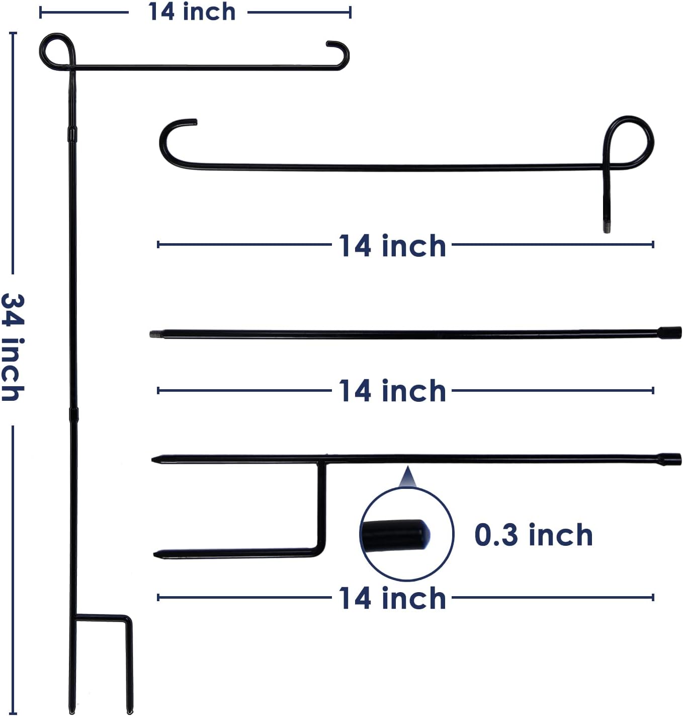 YEAHOME Garden Flag Stand Holder - Premium Weather-Proof Metal Flagpole for Outdoor Decor | 2PC Set