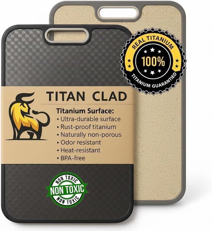 Titanium Cutting Board - Double-Sided Food Grade, Scratch Resistant & Dishwasher Safe | Large Size