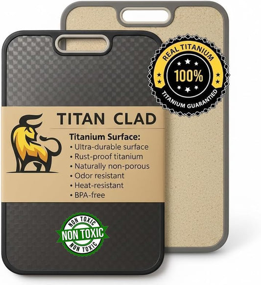 Titanium Cutting Board - Double-Sided Food Grade, Scratch Resistant & Dishwasher Safe | Large Size