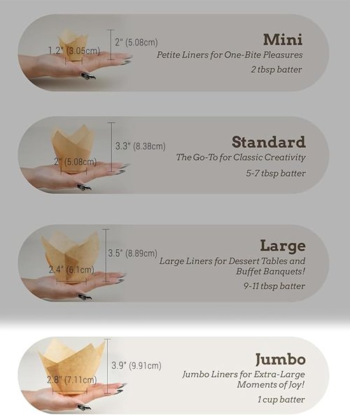 Bake Choice Jumbo Tulip Cupcake Liners - 100 Unbleached Greaseproof Baking Cups | Perfect for Parties & Holidays