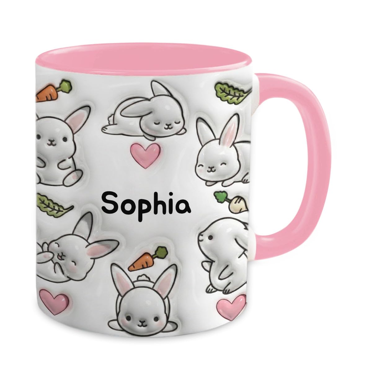 Lotacy Personalized Bunny Coffee Mug Cup With Name, Custom Bunny Lovers Gifts