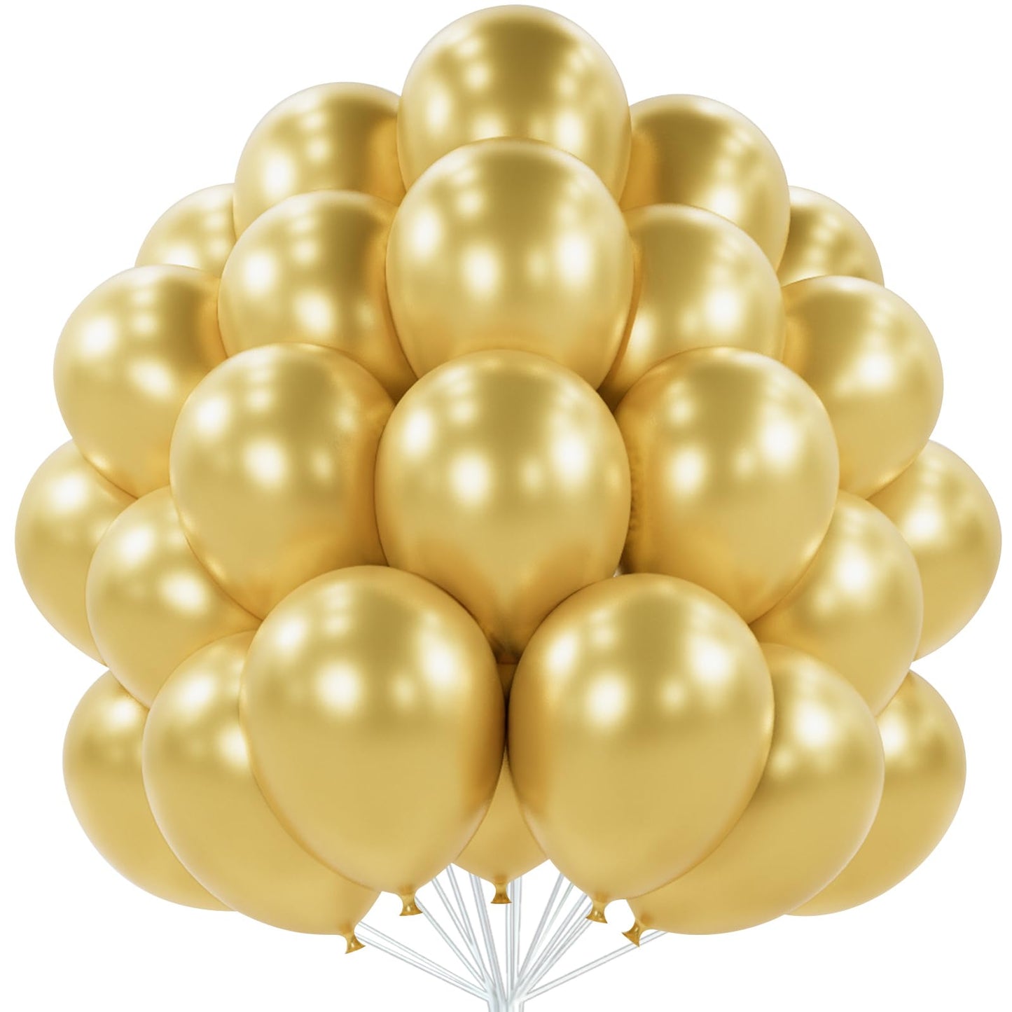 PartyWoo Metallic Gold Balloons 50pcs 12 Inch Chrome Gold Latex Helium Balloons for Birthday Graduation Baby Shower Anniversary Wedding Bachelorette Christmas New Year Party Decorations Gold-G129