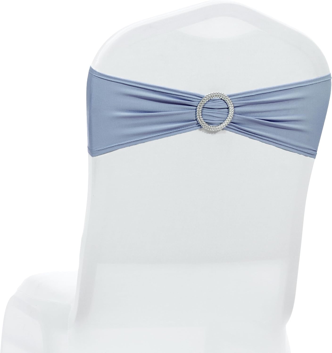 MDS Spandex Chair Sashes - Universal Elastic Stretch Bands with Buckle Slider Bow | Pack of 200 - Dusty Blue