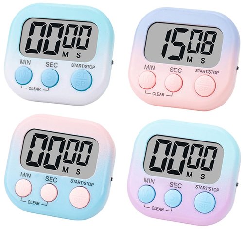 4 Pack Digital Timers, Timer for Kids, Magnetic Back and ON/Off Switch, Minute Second Count Up Countdown Kitchen Timers, Suitable for Cooking, Classroom, Teacher, Exercise, Game, Oven (Gradient Color)