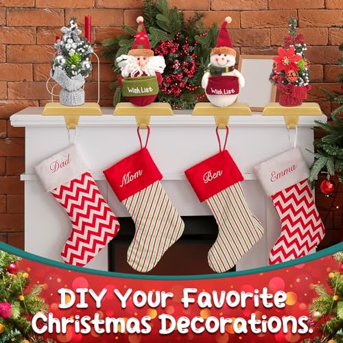 SUNEZLGO 6-Pack Gold Christmas Stocking Holders for Mantle - Weighted Metal Hooks with Pad