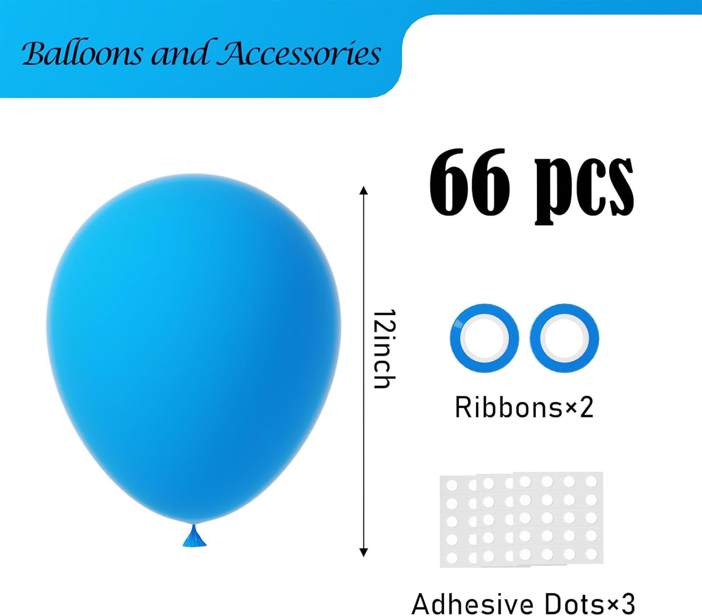 Voircoloria Blue Balloons - 12-Inch Latex Party Balloons | 66-Pack for Birthdays, Showers & Celebrations