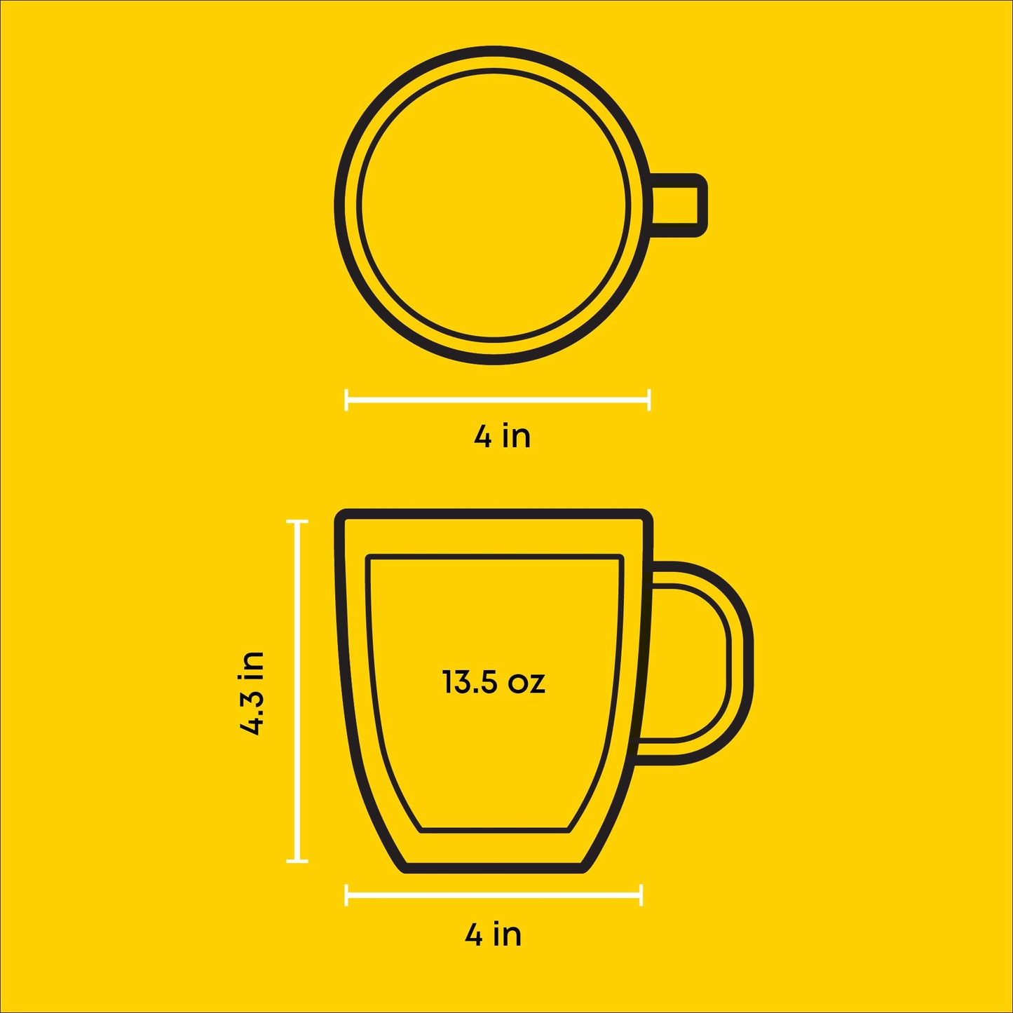 JoyJolt Savor Double Wall Insulated Glasses - Coffee Mugs (Set of 2) - 13.5-Ounces