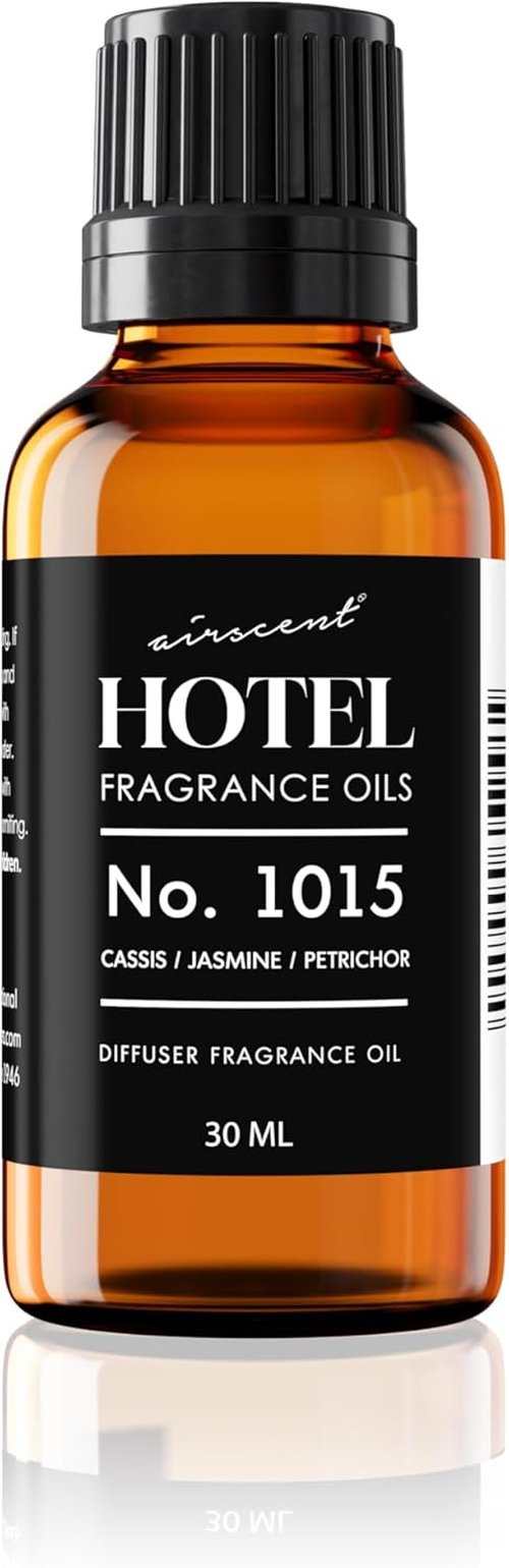 AirScent Hotel Diffuser Oil No. 1015 - Premium Cassis Jasmine Petrichor Fragrance - 30 mL Glass Dropper Bottle
