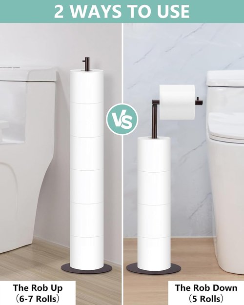 Housen Solutions Toilet Paper Holder Stand - Modern Free-Standing Design for 4 Spare Rolls | Oil Rubbed Bronze