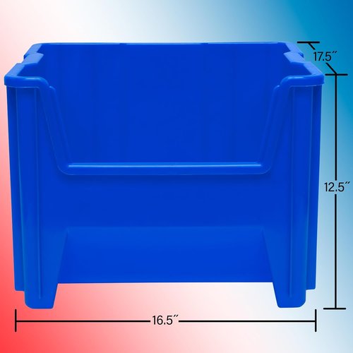 Akro-Mils Stak-N-Store Heavy Duty Stackable Storage Bins - Clear, 17.5" x 16.5" x 12.5" | 2-Pack