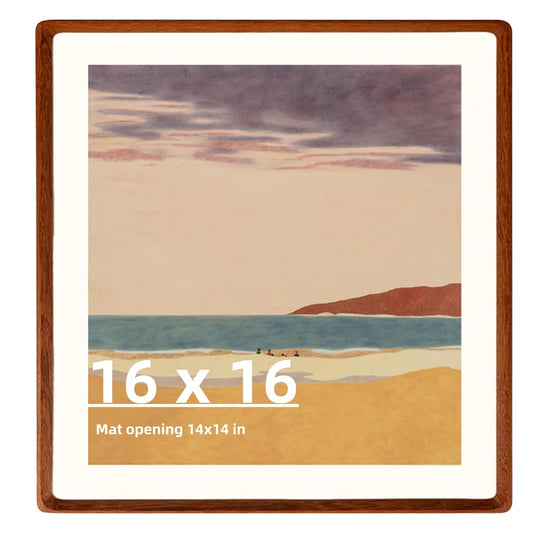 Zibrelte Natural 16x16 Picture Frame Wood with 14x14 Mat,Square Wall Photo Frames 16x16 Made of Solid Walnut Wood for Tabletop Gallery Wall Hanging