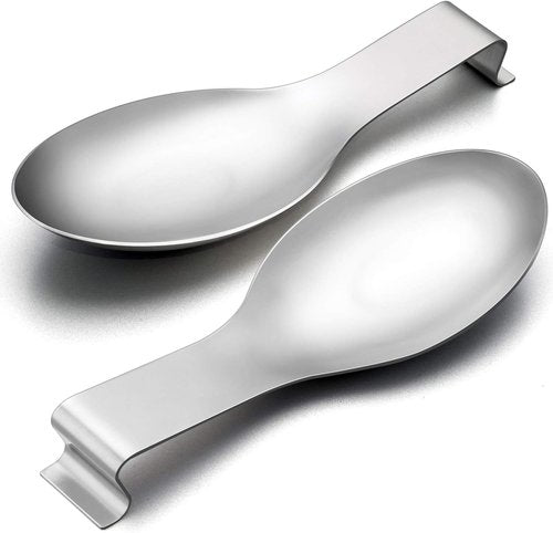 E-far Stainless Steel Spoon Rest Set - Large Ladle Holder for Kitchen Stove Top | Dishwasher Safe