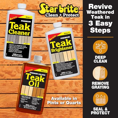 STAR BRITE 16 OZ Teak Care & Restoration Kit - Weathered Wood Oil & Cleaner