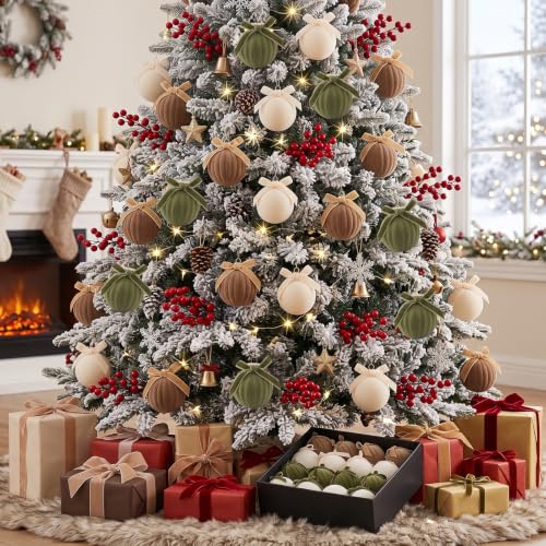 Gnomdcer Velvet Christmas Ball Ornaments 16 Pack Multicolor 2.36in/6cm