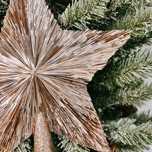 Rose Gold 10-Inch Elegant Christmas Tree Topper - 5-Point Star, 3D Tinsel Design