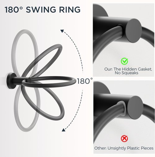 FORIOUS Bathroom Accessories Set - 4 Piece SUS304 Stainless Steel Hardware | Matte Black Toilet Paper Holder, Towel Ring & Hooks