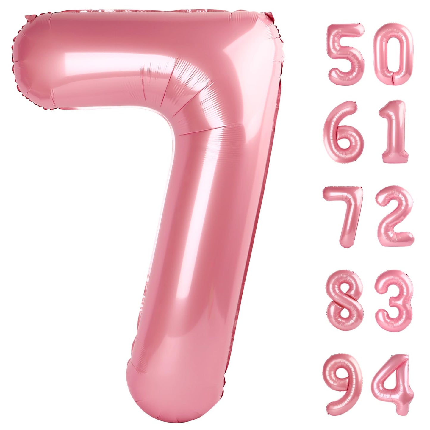 Pearlescent Pink 7 Balloon, Number Balloons 40 Inch, 7th Birthday Decorations for Girls Kids, Party Decoration for Women, Number 7 Balloon
