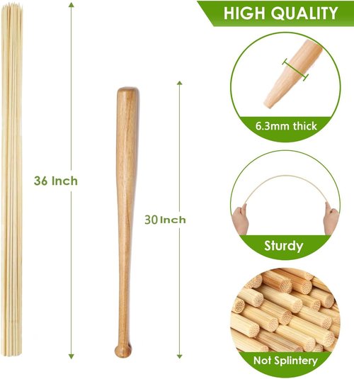 Bamboo Plant Stakes - 100 PCS 3FT Thick 6.3mm Support Sticks for Indoor & Outdoor Gardening