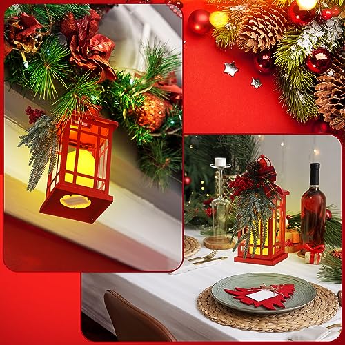 14-Inch Red Christmas Lantern with Battery Power Decor