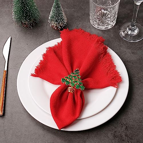 LogHog Christmas Tree Napkin Rings A-Xmas Tree Set of 6 Festive Holiday Table Decor