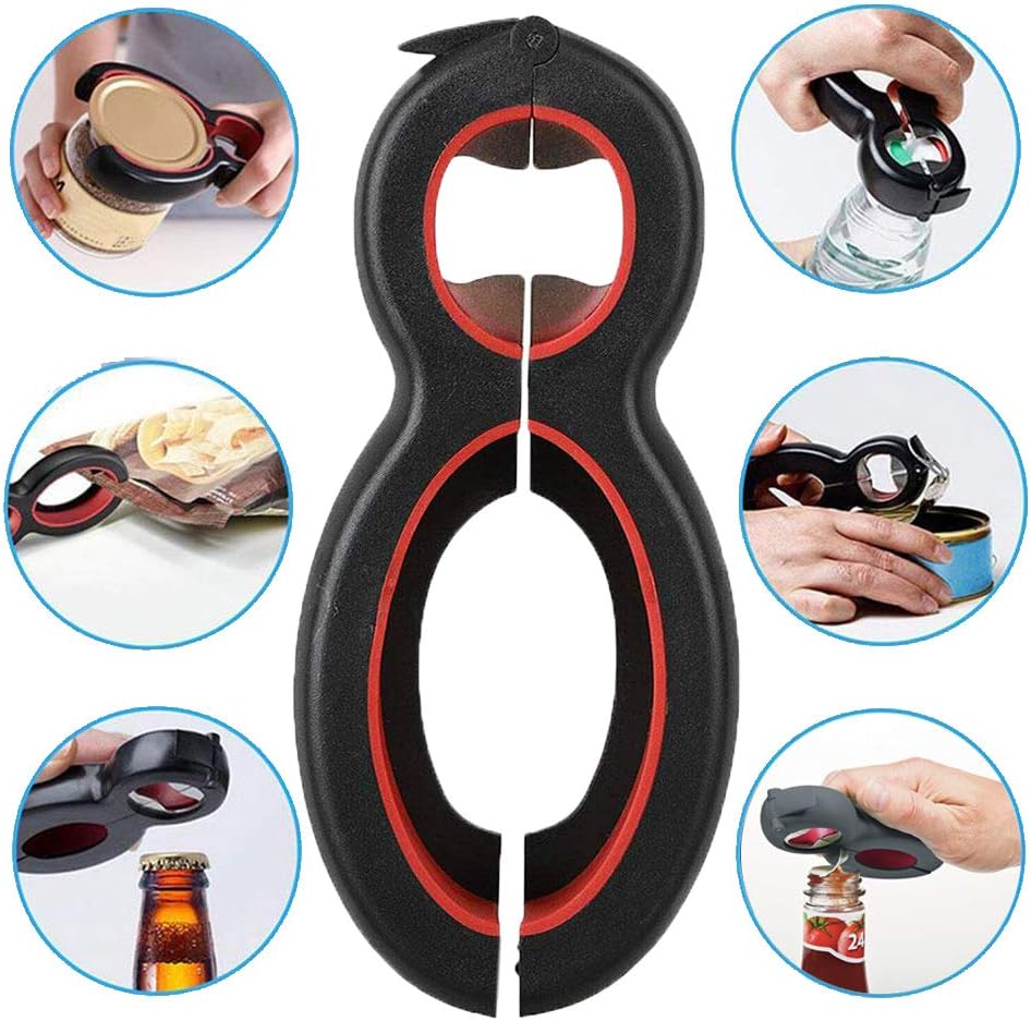 Medsuo Jar Opener - 6-in-1 Multi-Function Manual Bottle Opener for Seniors & Arthritis Relief - Portable Non-Slip Design