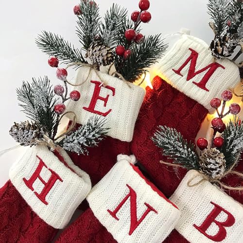 Christmas Stockings with Initials, 5.5 * 7.1in Small Embroidered