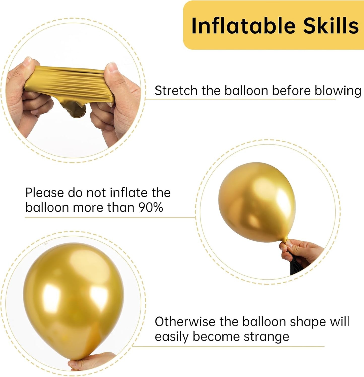 RUBFAC Gold Balloons - 129-Piece Metallic Balloon Garland Kit for Graduation, Weddings & Birthdays | Various Sizes 5-18 Inches