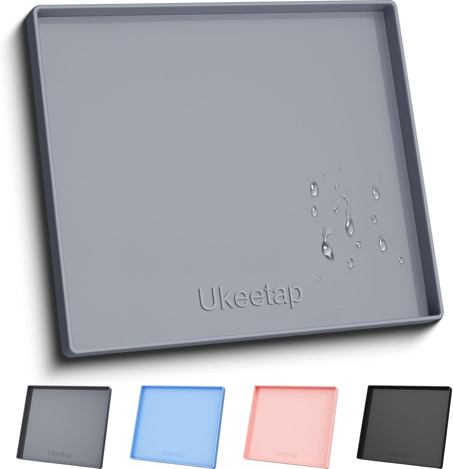 Ukeetap Extra Thick Silicone Mat - Waterproof Under Sink Mat for Kitchen & Bathroom | 22" x 19", Gray