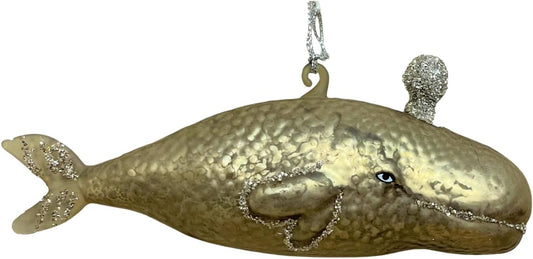 Great Whale Glass Christmas Ornament - Primitives by Kathy Holiday Decor