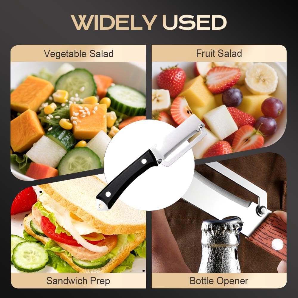Skiennix 2-in-1 Vegetable Peeler - Stainless Steel Blade & Wooden Handle | Kitchen Tool Set (2 Pcs)
