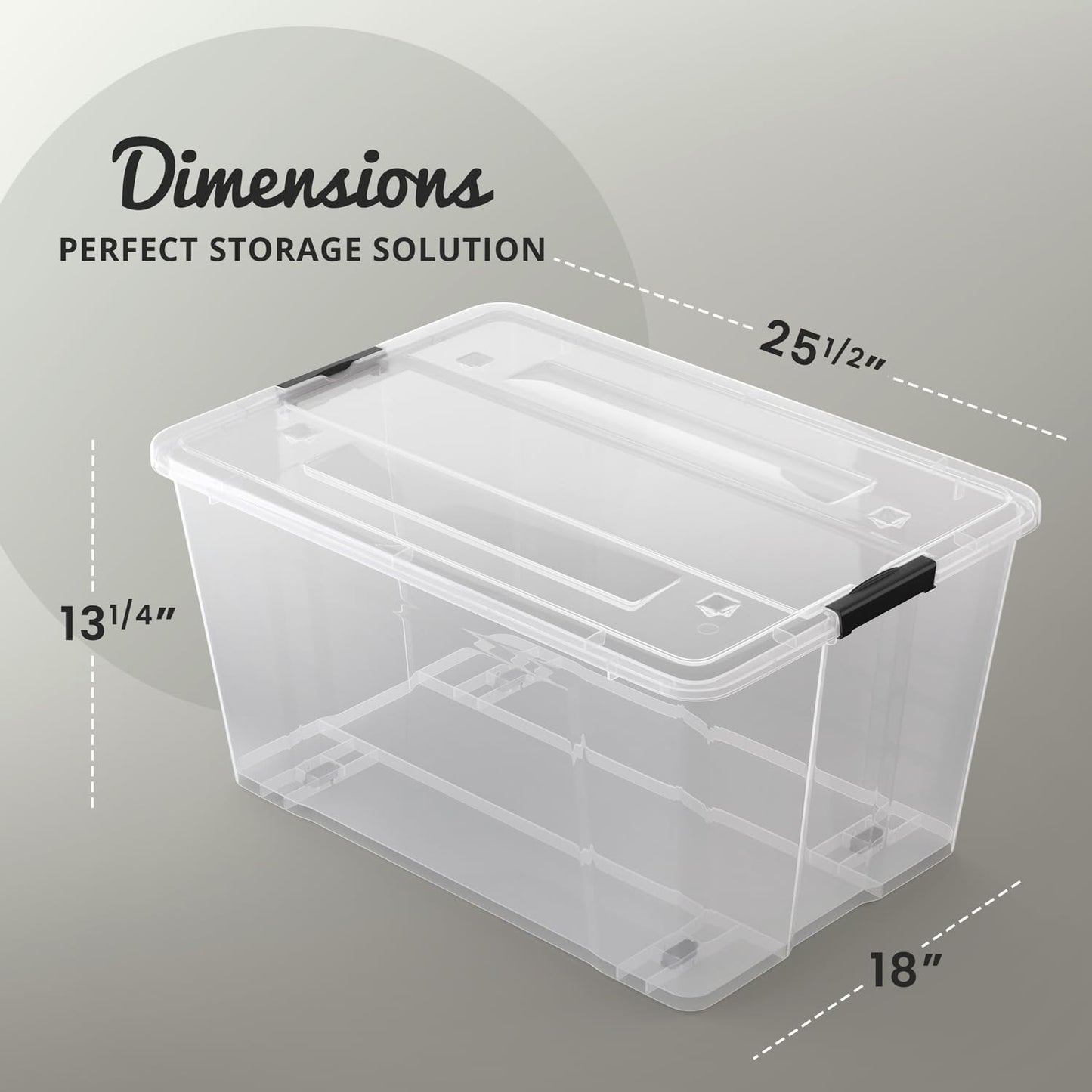Lifetime Appliance Parts 75 Qt. Plastic Storage Bin - Ultra Durable Lids & Secure Latching Buckles | Stackable Clear with Black Handle