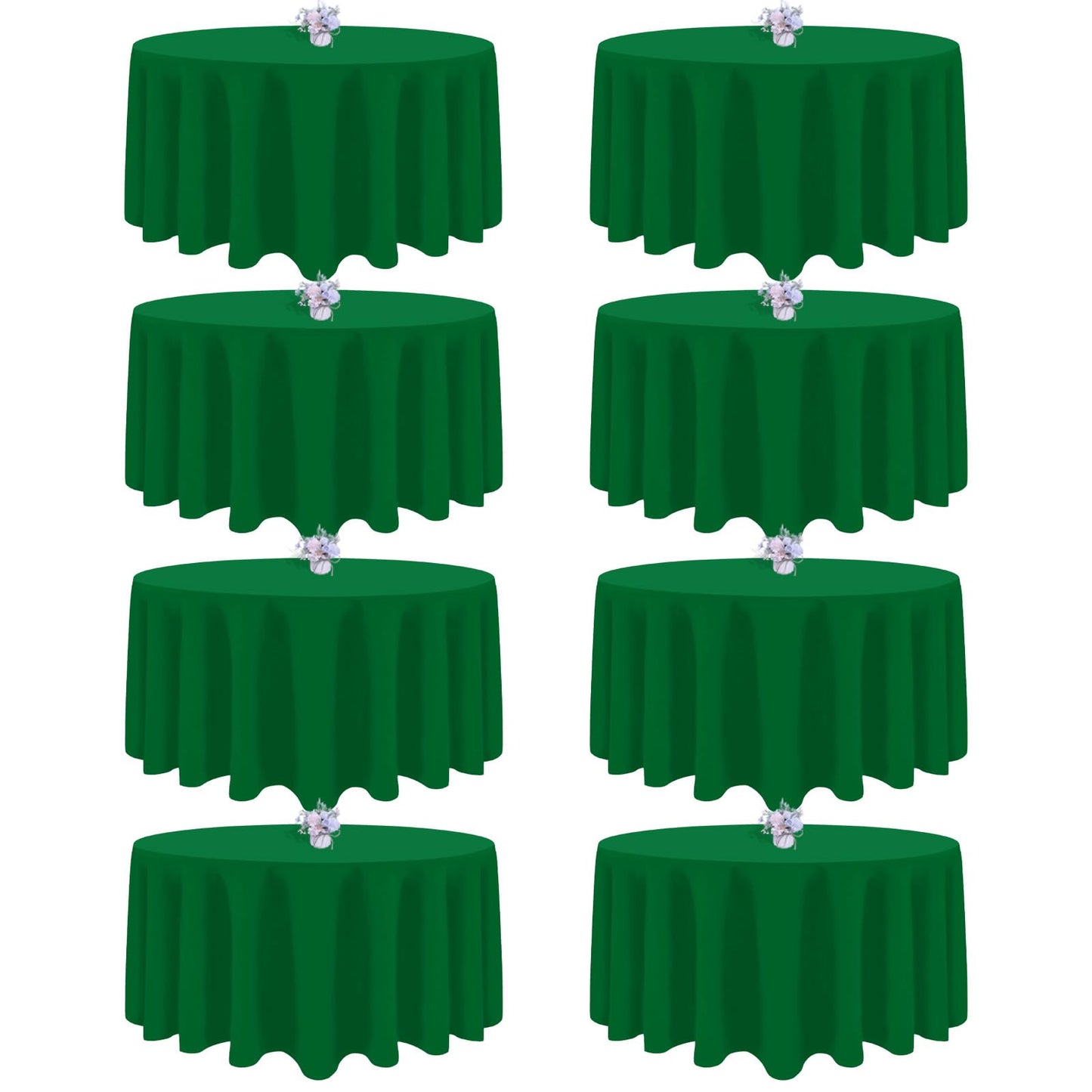pepmily 8 Pack Green Round Tablecloth 90 Inch Round Table Cloth, Wrinkle Resistant and Washable Tablecloth Polyester Fabric Table Cloth Round Cover for Dining Wedding Banquet Party