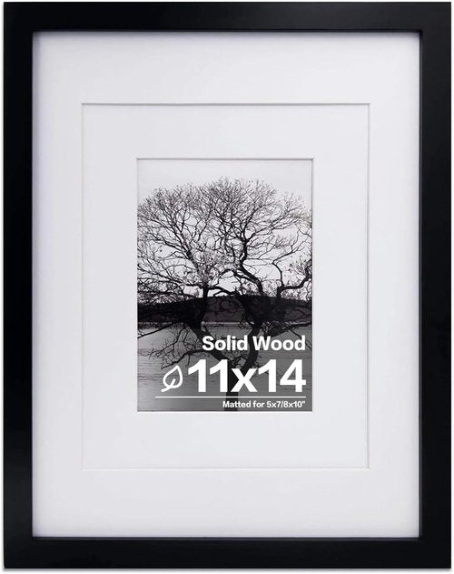 Egofine 11x14 Picture Frame - Solid Wood Photo Frame with Plexiglass for Tabletop & Wall Display