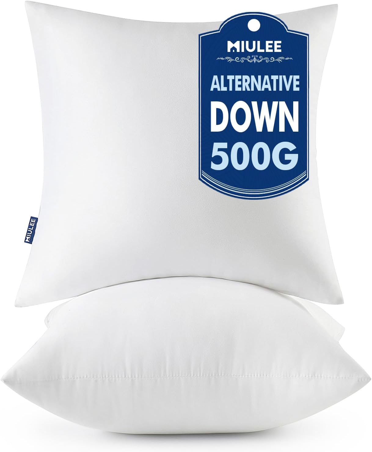 MIULEE Throw Pillow Inserts - Pack of 2, 18x18 Inch, 100% Virgin Fiber Filling for Bed & Couch