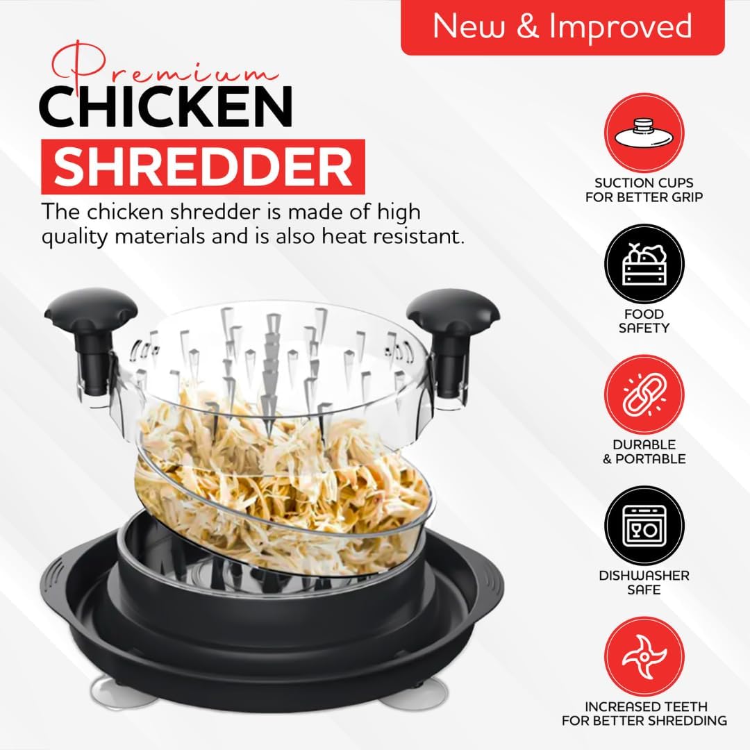 Skiennix Chicken Shredder Tool - Ergonomic Design with Suction Cups & Anti-Slip Handle | Ideal for Shredding Chicken, Pork & Beef