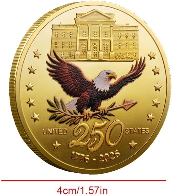 U.S. Army 250th Anniversary Gold-Plated Challenge Coin - Double-Sided Military Collectible for Veterans (1776-2026)