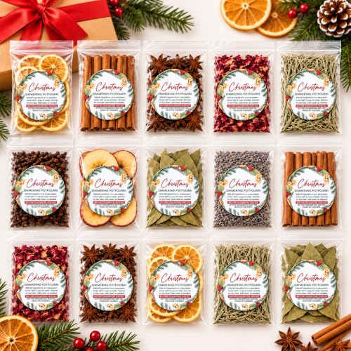 Naucoos Christmas Simmering Potpourri Kit – 18 Pack Stovetop Spice Set for Gift Giving
