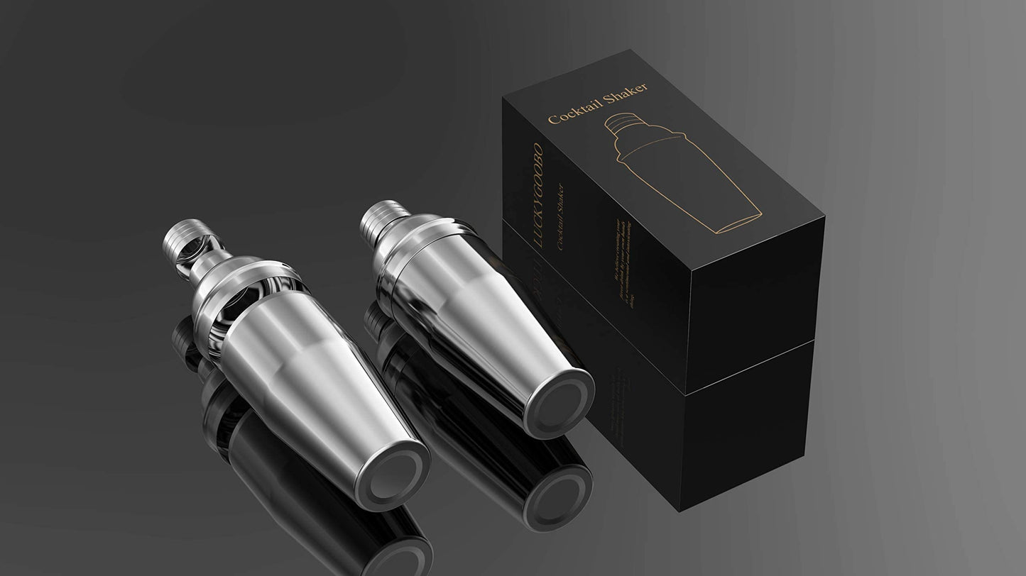 Cocktail Shaker,24 oz Martini Shaker,Food Grade Stainless Steel Martini Mixer Built-in Strainer,Drink Shaker by LUCKYGOOBO,Bartender Kit Gifts. (Black)