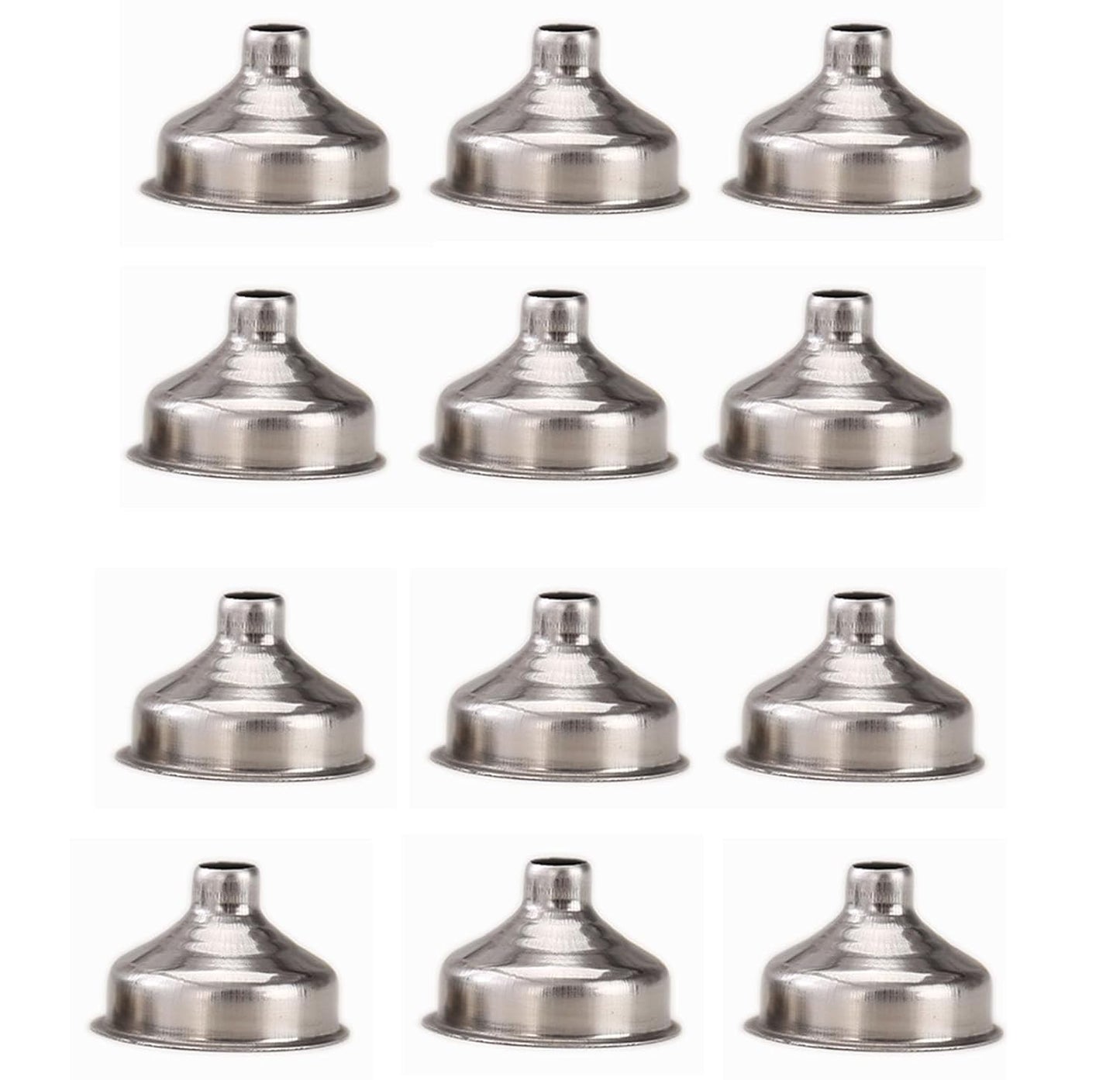 Skiennix Mini Funnels - 12 Pcs Stainless Steel Set for Bottles, DIY Lip Balms & Spices