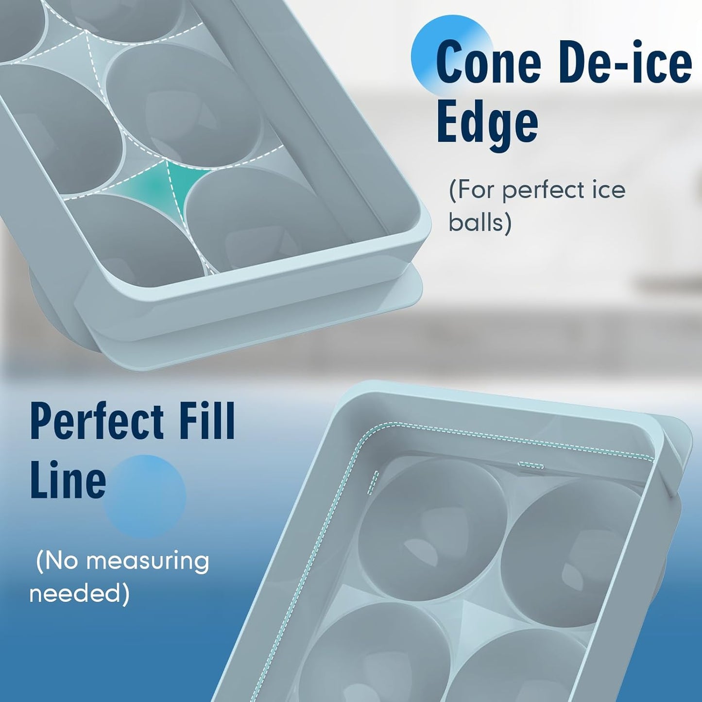 Large Ice Ball Maker - 2.5" Round Ice Cube Mold for Whiskey & Cocktails | 8 Sphere Ice Balls with Tray & Tongs