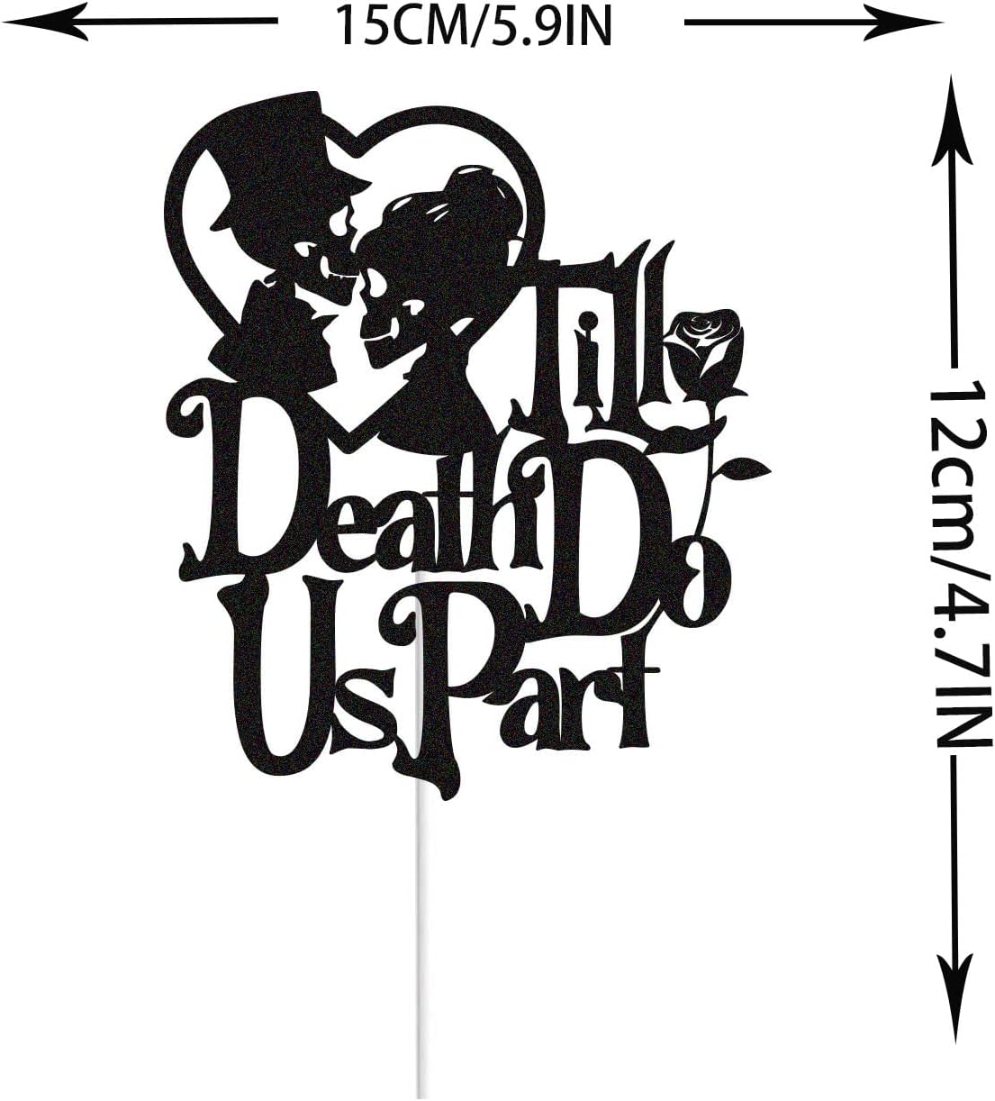 Skiennix Till Death Do Us Part Cake Topper - Skull Silhouette for Halloween Weddings | Party Decorations