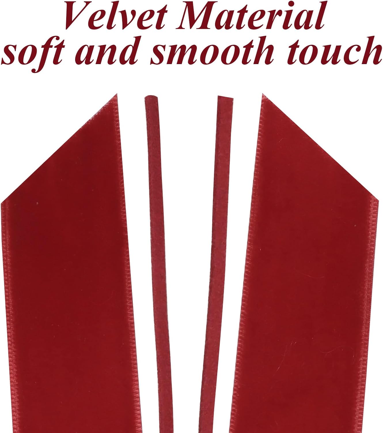 Regine Switzerland 12Pcs Red Velvet Ribbon Bows - 5in x 10in Xmas Tree Ornaments | Holiday Decor