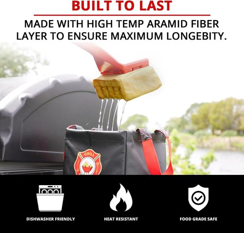 Grill Rescue BBQ Grill Brush - Durable Bristle-Free Scraper Head for Cast Iron & Stainless Steel Grates