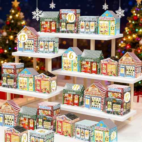 Empty Advent Calendars to Fill, DIY Christmas Store Themed Fillable Advent Calendar Boxes 24 Days Christmas Countdown Calendar for Kids Adults 2025 Calendars Gift Boxes