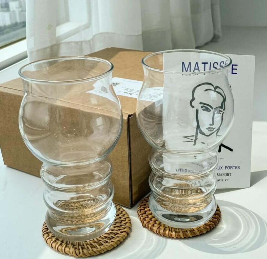 PIETA Cloud-Shaped Beverage Drinking Glass Cup Gift Set (14.5oz, 2pcs) with Coasters – Stylish Gift for Any Occasion