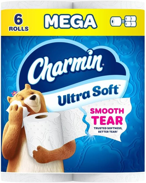 Charmin Ultra Soft Toilet Paper - 6 Mega Rolls for Ultimate Comfort | Equivalent to 24 Regular Rolls